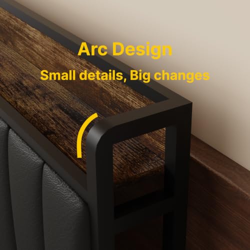 Image of King Size Upholstered Headboard with LED Lights & Charging Station, PU Upholstery, King Headboard Only, Height Adjustable, Attach Frame, Sturdy and Stable, Easy Assembly
