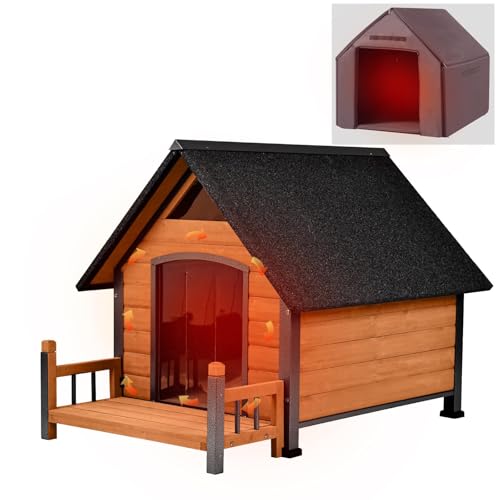 Akinerri Dog House with Insulated Liner, Waterproof Dog Kennel for Small to Large Sized Dogs, Outdoor Doghouse 100% Insulated Puppy Shelter with Elevated Floor for Winter(Brown)