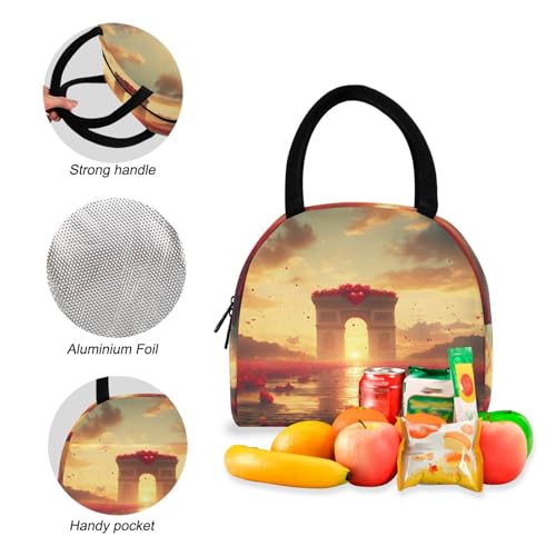 Romantic Paris Print Backpack Set with Lunch Bag, Large Capacity Travel Backpacks and Lunch Box Insulated for Commute Hiking Picnic4