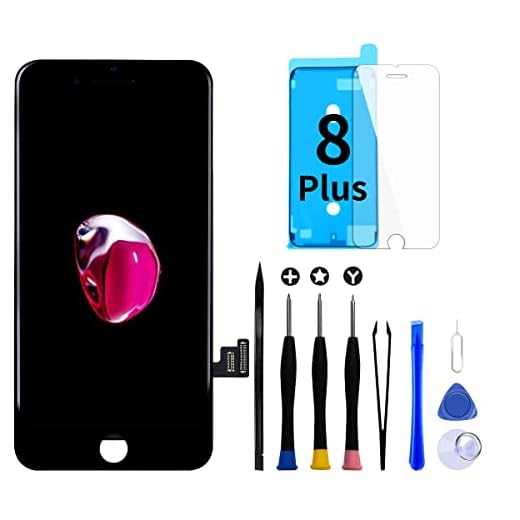GOLDWANGWANG Display per iPhone 8 Plus Schermo, 5,5 Pollici LCD Sostituzione Touch Screen Vetro Schermo Kit Completo Parti di Ricambio con Strumenti di Riparazione (Nero)