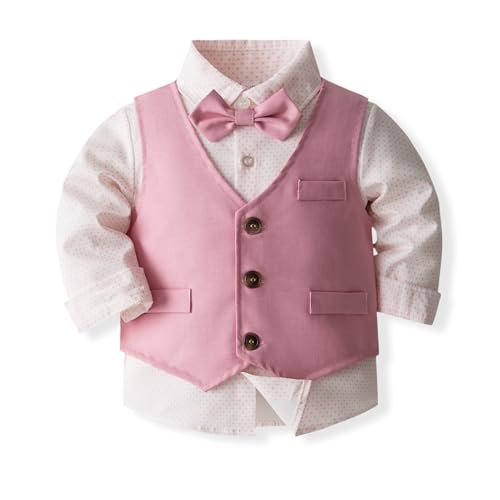 Image of Baby Boys' 4-Piece Tuxedo Set with Dress Shirt, Vest, Pants, and Tie