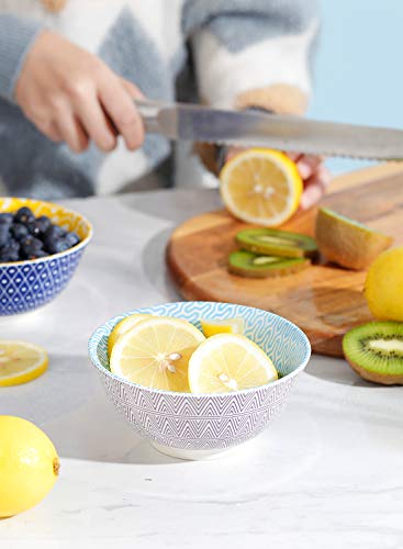 Amazingware Dessert Bowls - Salad Bowl Set 10 Ounce - Porcelain Bowls For Ice Cream Dessert, Small Side Dishes, Set Of 6, Assorted Designs #TOP1