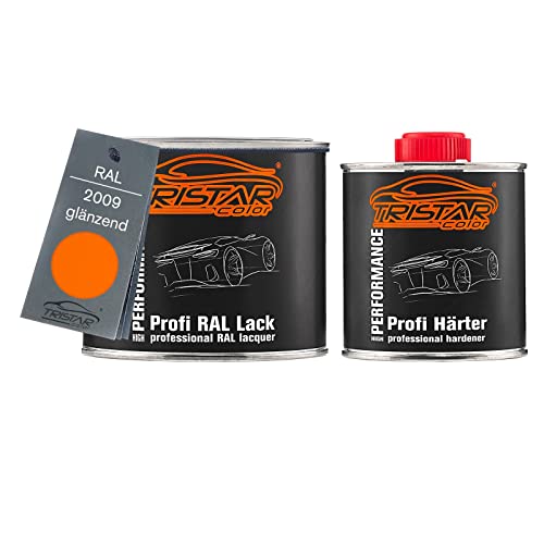 TRISTARcolor RAL 2009 Verkehrsorange Peinture automobile 2K brillante 0,75 litre/pot de 750 ml, durcisseur inclus