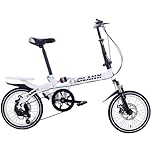 Bicicletta Pieghevole 18/16" City Bike Pieghevole, 6 Velocità, Anteriore E Posteriore Mudgard,Unisex, Mini Bici Pieghevole Leggera, Adatta A Partire Da 145Cm–18Cm C,16in