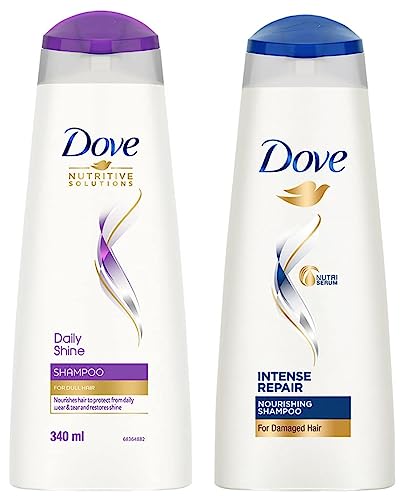 Image of Dove Intense Repair Shampoo, 340ml & Daily Shine Shampoo, 340ml