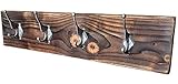 4 Haken CHYRKA® Wandgarderobe ZBARAZ Garderobenhaken Vintage Garderobenleiste Hakenleiste Retro Loft Massivholz Industrial Design (Natur, 60 cm - 4 Haken)