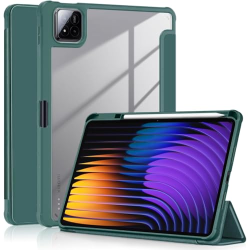 Image of MOCA Case for Xiaomi Mi Pad 8 /8 Pro /Pad 7 / Pad 7 Pro 11.2 inch, Smart Flip Case with Pen Holder, Trifold Stand, Magnetic Auto Sleep Wake, Hard Back Protection (Pine Green)
