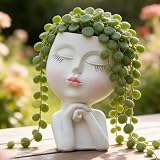 LovTocTic Face Planter, Head Planter, Plant Pots Indoor, Plant Pot for Home Decor, Flower Pots with Drainage, Cute Planters for Women, Succulent Pots, Face Flower Pot(7.2 Inch)