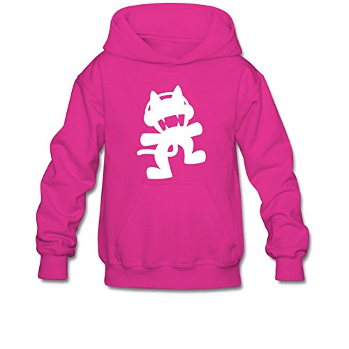 Aliensee Youth Cool Music Cat Monster Hoodie Sweatshirt Suitable for 10-15yr Old S Fuchsia