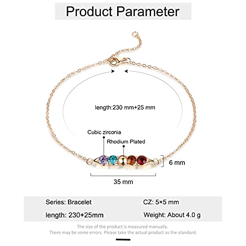 JewelOra Personalized Link Bracelets for Women Custom Link Bracelet with 1-5 Simulated Birthstones for Girls Charm Bracelets Jewelry Pea in a Pod Bracelet Birthday Gift for Mother(gold,4 stone) - Thumbnail 3