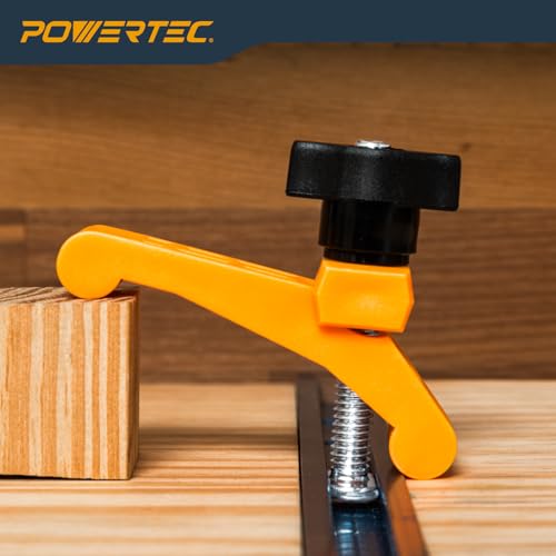 Image of POWERTEC 2PK Mini Hold Down Clamps, 3-1 /4 inch L x 3 /4 inch W - T-Track Woodworking Clamps with 2-1 /2 inch T Track Bolts for CNC Machine, Table Saw Sled, Drill Press, Work Bench (72203)
