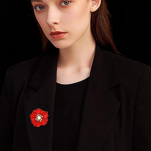 Image of Red Rose Flower Brooches and Pins for Women Costume Jewelry Brooch Pins Broches Jewelry for Women Elegant Lady Pin
