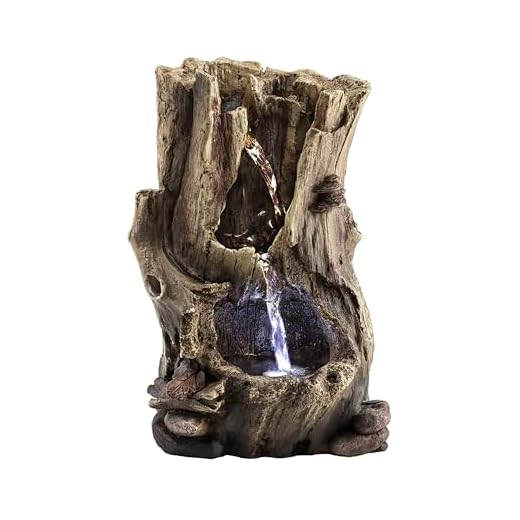 Alpine Corporation 11" Tall Indoor Rainforest Tabletop Fountain with LED Lights , Beige
