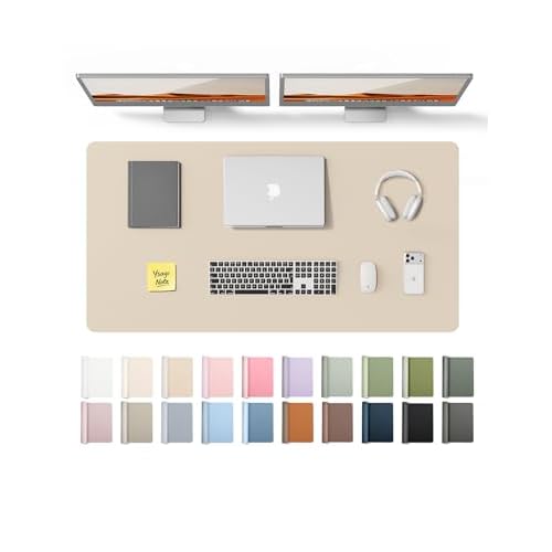 YSAGi Leather Desk Protector, Office Mat, Large Mouse Mat, Non-Slip PU Leather Blotter, Laptop Pad, Waterproof Writing Pad for Office and Home (Eggshe