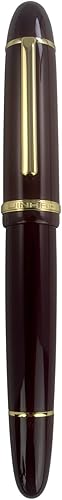 Jinhao X159 - Pluma estilográfica, borde dorado, rojo, punta fina de 18 KGP con convertidor de recarga de tinta Jinhao X159 - Pluma estilográfica, borde dorado, rojo, punta fina de 18 KGP con convertidor de recarga de tinta