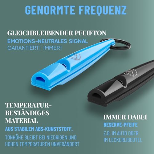GIZZY® 2X Hundepfeife lauter & weitreichender Pfeifton I 2X Hundepfeifen ideal als Erziehungshilfen für Hunde I Zum Hundetraining u. als Hundepfeife Rückruf geeignet I Inkl. wertigem Band (blau)