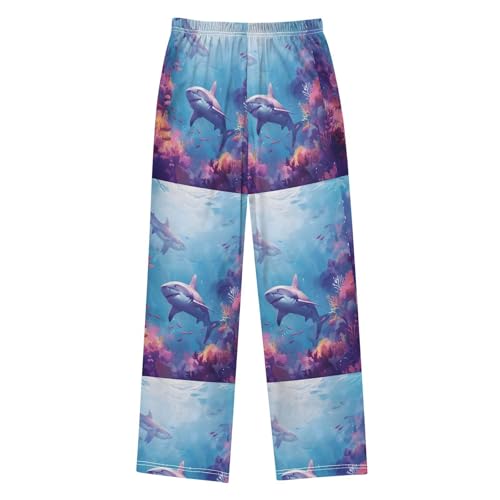 Pajama Pants Sleep Pants Soft Elastic Waist Pajama Lounge Pants Shark Coral for 6-14 Years Old2