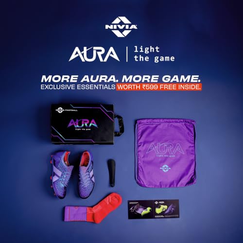 Image of Nivia Aura Football Shoes for Men, Fusion Knit TPU Upper with 3D Texture, Ortholite Sockliner, High Shear TPU Stud Sole for Firm Ground Control and Agility