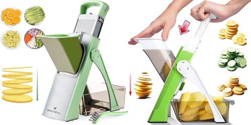 ONCE FOR ALL Upgraded Safe Mandoline Slicer Plus Green & Vegetable Slicer Green