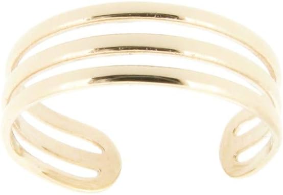 9ct Yellow Gold Triple Band Toe Ring - Made in England