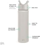 Simple Modern Bouteille d'eau avec Paille de l'acier inoxydable isolé pour la collection du Sommet Sport Gym 22oz | Bouleau d'amande