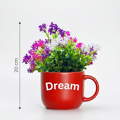 Image of Dekorly Wall Hanging Mug Planters with Artificial Flowers (20CM) - Decorative Hanging Cups, Colorful Floral Wall Decor for Living Room Bedroom Balcony Office Gift Set (3, Dream Dare Do)