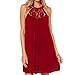 Produktbild ESAILQ Sommerkleider Damen Kurzarm V-Ausschnitt Strand Blumen Kleider Abendkleid Knielang(XXL,Wein)