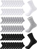 Tarpop 150 Pairs Mens Socks in Bulk Pack Unisex Socks Adult for Homeless Sports Ankle Moisture Wicking for Men Women(Black, White, Gray,Size 6-10,Classic)