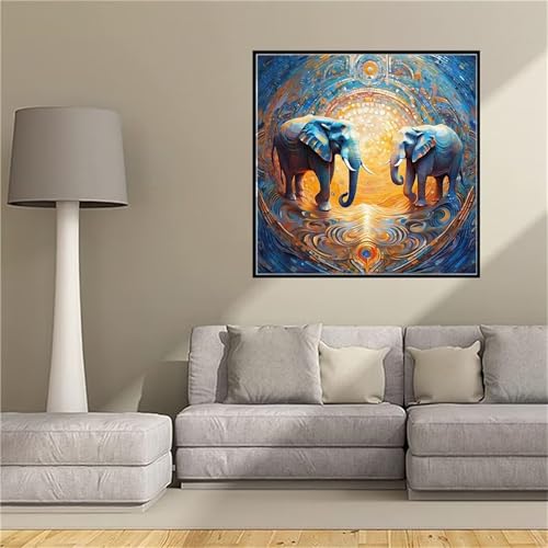 Peinture Diamant Éléphant 5D pour sublimer la décoration murale de votre salon