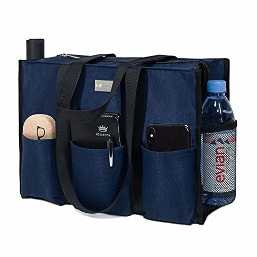Image of TOPDesign Utility Water Resistant Tote Bag with 13 Pockets, Top Zipper Closure & Thick Bottom Support, for Working Women