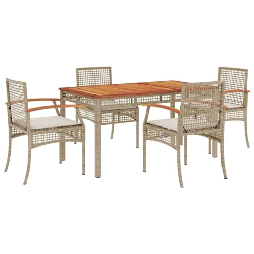 vidaXL Ensemble à Manger de Jardin avec Coussins 5pcs, Table et Chaise de Terrasse, Meubles de...