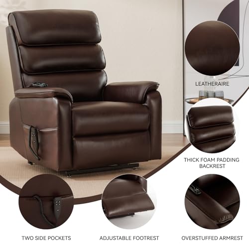 Sillón Recliner Piel Sintética Marrón Plegable miniatura 5