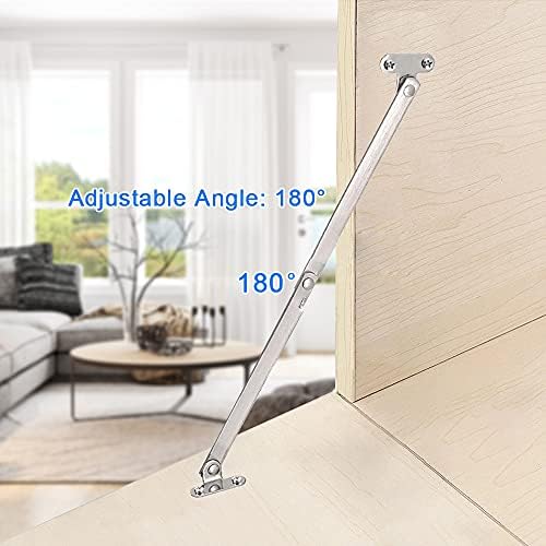 SPEACOUR 4 Pcs Buffer Hinge Stainless Steel Cabinet Door Lift Support Folding Cabinet Stay Hinges Adjustable 180° Wardrobe Support Lid with Soft Close for Kitchen Cabinet Door Cupboard(22Lb/2PCS)