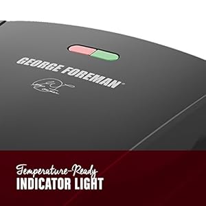 George Foreman 4-Serving Removable Plate Electric Grill and Panini Press, George Tough Non-Stick Coating, Drip Tray Catches Grease, Black George Foreman 4 Serving Removable Plate Electric Grill and Panini Press George Tough Non Stick Coating Drip Tray Catches Grease Black
