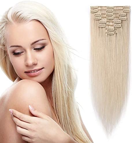 Clip in Hair Extension Human Hair 8 Pcs Full Head - 100% Real Remy Hair Straight Standard Weft (13"-80g, #2 Dark Brown)