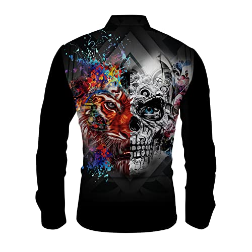 GO2NAATI Heren Shirt Lange Mouw Oversize Shirt Losse Oversize Mens Fashion Horror Skull Print Shirt Mens Lange Mouw Vest Shirt - Afbeelding 5