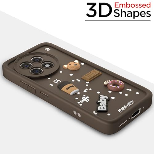 Image of Outlouders Back Cover for OnePlus 13R 5G | 3D Cartoon Bear Cute Fun Silicone Full Body Protection Bumper Case (Brown)