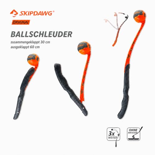 SKIPDAWG Ballschleuder für Hunde mit Tennisball Wurfgerät zusammenklappbar