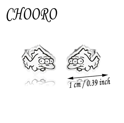 CHOORO Tiny Blinky Fishing Jewelry 3 Eyed Fish Studs Earrings Gift For Her2