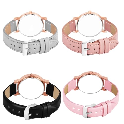 Image of Multicolor Flower Dial Leather Strap Gifts for Women Formal Girl's and Women's Watch Women's Analog Combo Watch for Women (Pack of 4)