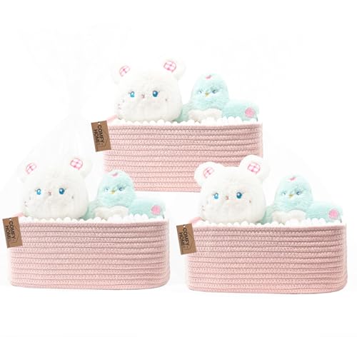 Image of COMFY HOMI 11.5 inchx7.5 inchx4.7 inch Storage Baskets for Organizing | Cotton Rope Woven Basket | Toy Storage Bin Box | Basket for Shelves, Closet Organizer Bin, Decorative Closet Shelf, 3 Pack,