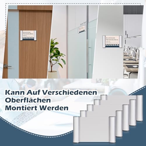 5 Stück Türschild Büro A6 Aluminium und Klare Abdeckung Türschilder Selbstklebend 148mm x 105mm Klebeschild Büro Schild Stabile Namensschild für Zuhause Veranstaltung zum Anschrauben oder Ankleben