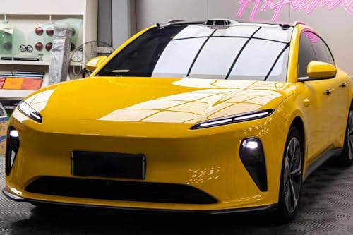 Image of LZLRUN High Gloss Vinyl Realistic Paint Wrap Roll Car Sticker Film Decal Bubble Free Come with Installation Tool Set (Yellow, 2Inch x 30ft)