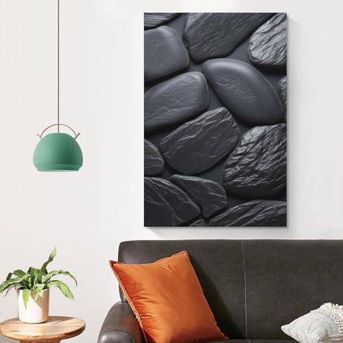 Toile murale imprimée pierre noire pour valoriser un mur vide