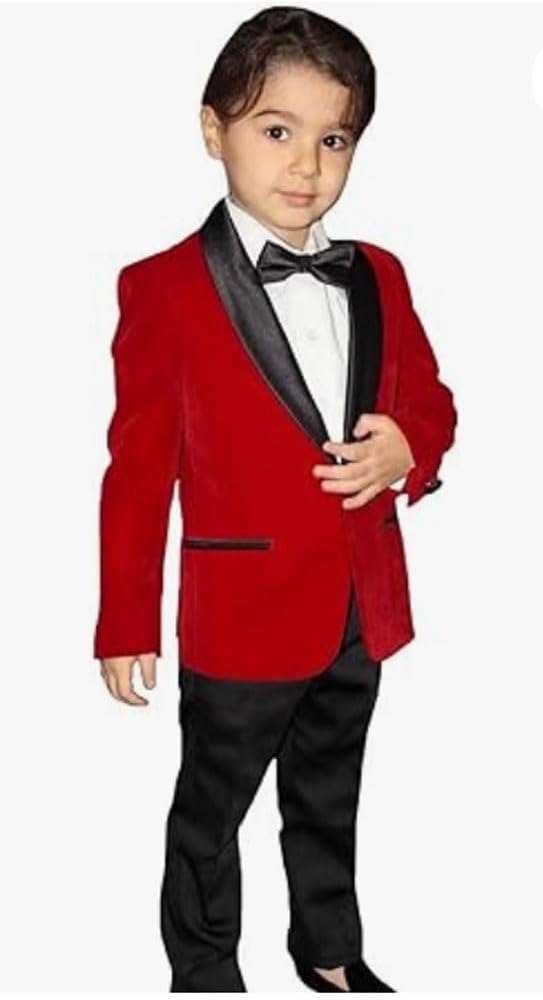 Mi Bo Tong 2 PC Velvet Boys Tuxedos Suit Shawl Lapel Boys Formal Suit Kids Wedding Suit Dinner Party Suit