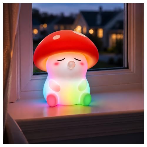 Lámpara de mesa de noche setas colorida recargable por USB miniatura 1