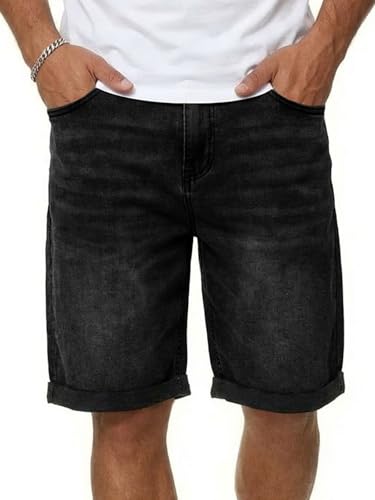 Short en jean homme coupe droite en toile denim extensible