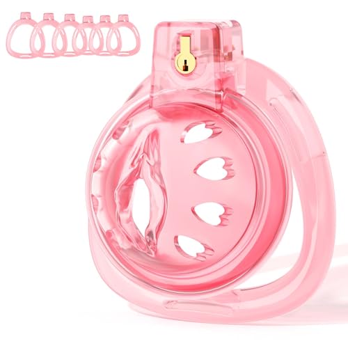 Chastity Cage Pink Cock Cage Soft Silicone Chasity Cage with Invisible Lock Comfortable Male Chastity Device Penis Bondage BDSM Gear Adult Sex Toys for Men