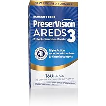 PreserVision AREDS3 Eye Vitamins, #1 Eye Doctor Recommended Brand, AREDS2 Formula with Additional 8 B-Vitamin Complex, Promotes Healthy Cellular Eye Function*, 3-in-1 Macular Supplement, 160 Softgels