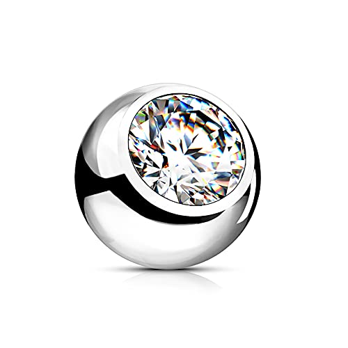 COCHARM 14k Solid Gold 4mm Top Ball White Gold Suit for 14G 1.6mm Belly Rings Barbell Bar Real Gold Ball